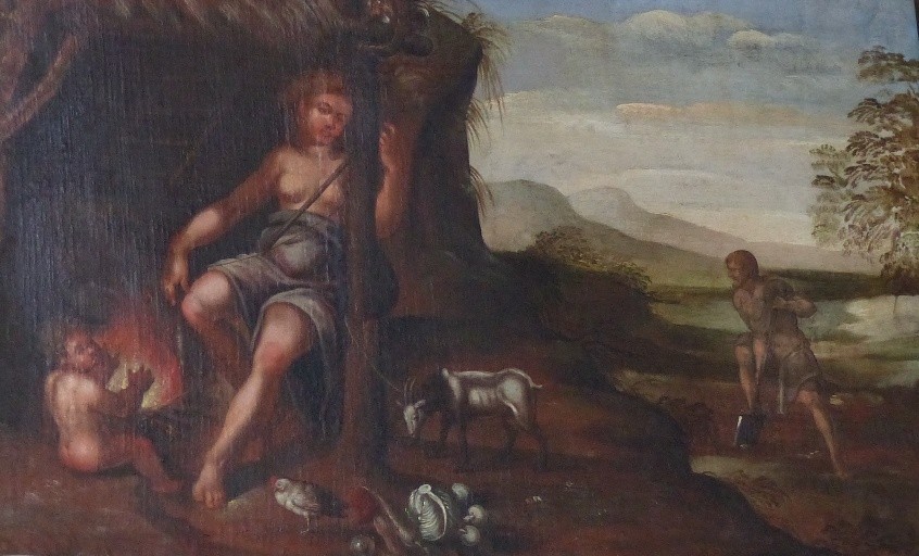 Adam und Eva bei der Arbeit